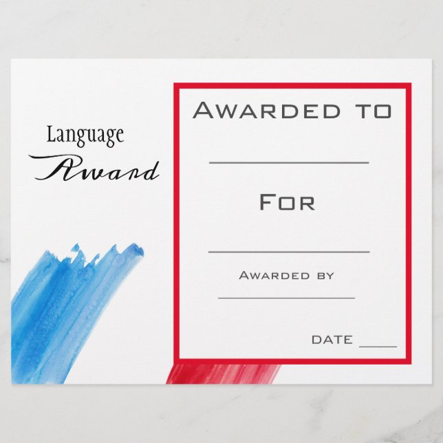 Klassenpreis für Französischschschüler (Vorderseite)