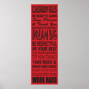 Klassenregeln Poster (rot), 12 Zoll x 36 Zoll