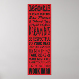 Klassenregeln Poster (rot), 12 Zoll x 36 Zoll