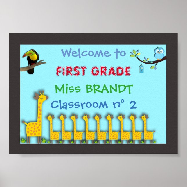 Klassenzimmer erster Klasse, Name des Lehrers, Rah Poster (Vorne)