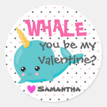 Klassenzimmer Narwhal Valentine "Whale you be mine