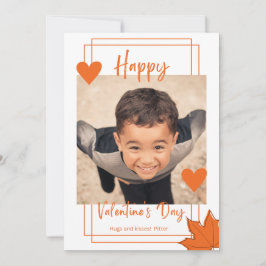 Klassenzimmer Orange-Rahmen Foto Junge Valentinsta Feiertagskarte