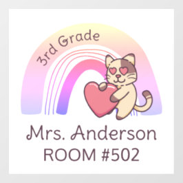 Klassenzimmer-Rainbow-Katzenfenster des Lehrers Fensteraufkleber