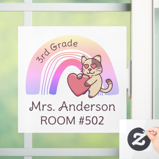 Klassenzimmer-Rainbow-Katzenfenster des Lehrers Fensteraufkleber (Zuhause)