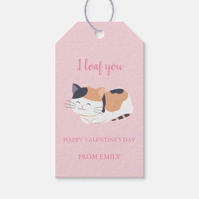 Klassenzimmer Valentine Calico Cat Geschenktasten  Geschenkanhänger (Vorderseite)