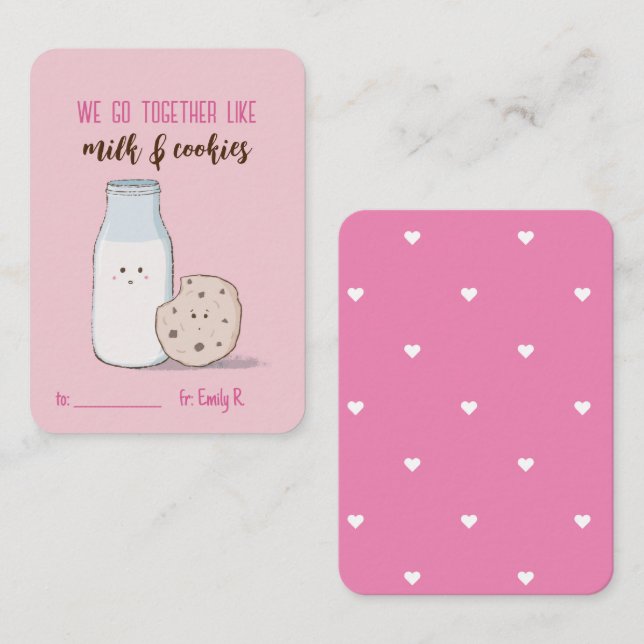 Klassenzimmer Valentine Milch und Cookies Mitteilungskarte (Vorne/Hinten)