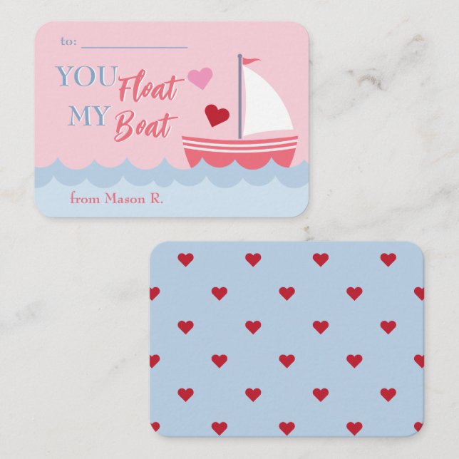 Klassenzimmer Valentiniert, dass du meine Bootsanm Mitteilungskarte (Vorne/Hinten)