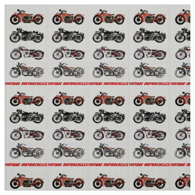 KLASSIC VINTAGE MOTORRÄDER Rotes Schwarzes Grau Stoff (Muster)