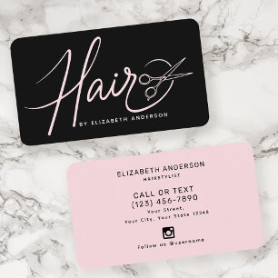Klassiger moderner Schrift-Friseur Blush-Pink Visitenkarte
