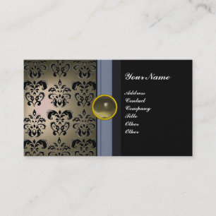 KLASSIGES DAMAST-EDELSTEIN-MONOGRAMM schwarz grau Visitenkarte