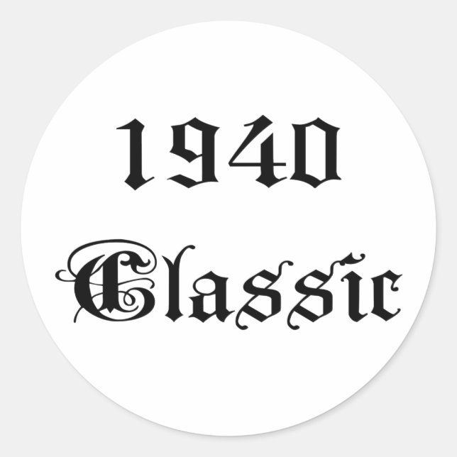 Klassik 1940 runder aufkleber (Vorderseite)