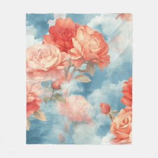 Klassik - Angelic Pink und Rote Rosen in weicher F Fleecedecke