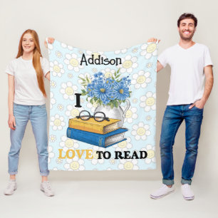 Klassik "I Liebe to read" personalisiert Fleecedecke