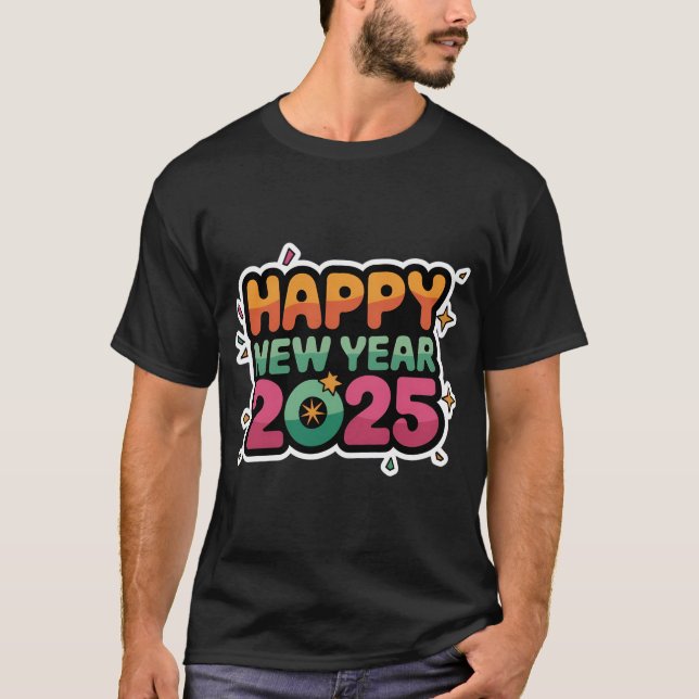 Klassik mit Drehung Neujahr 2025 T - Shirt für Män (Vorderseite)