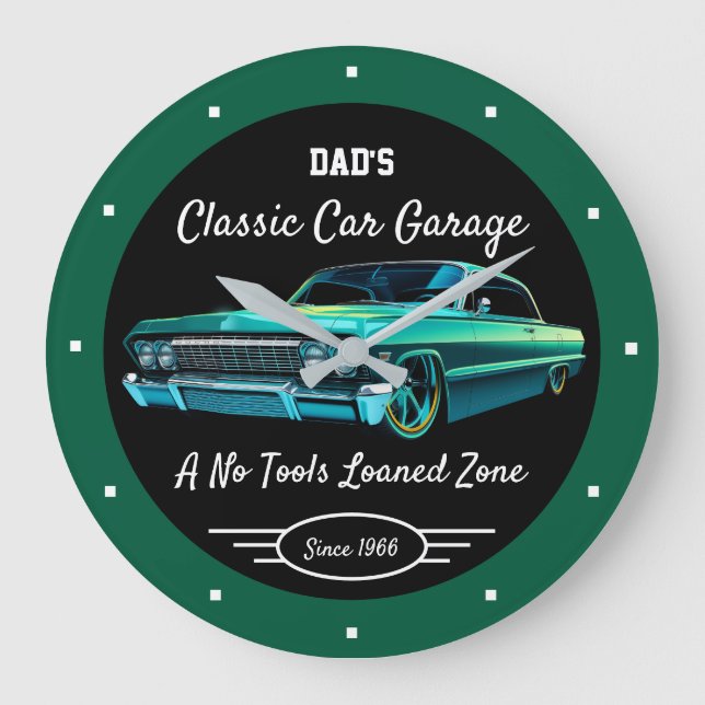 Klassiker-Autogarage Vaters oder irgendeines ander Große Wanduhr (Vorderseite)