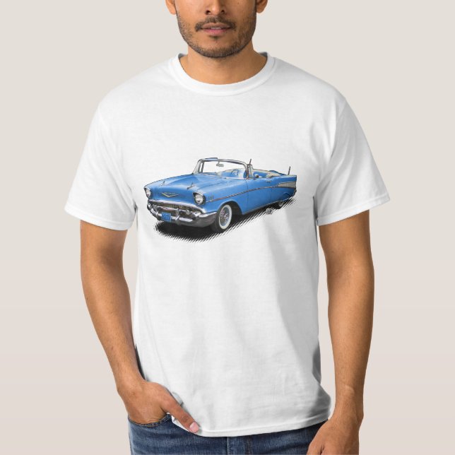 Klassiker"Bel Air" des Blaus 1957 konvertierbares T-Shirt (Vorderseite)