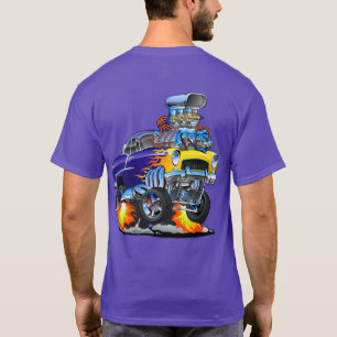 Klassiker Hotrod Muscle Car Flammen Großer Motor T-Shirt