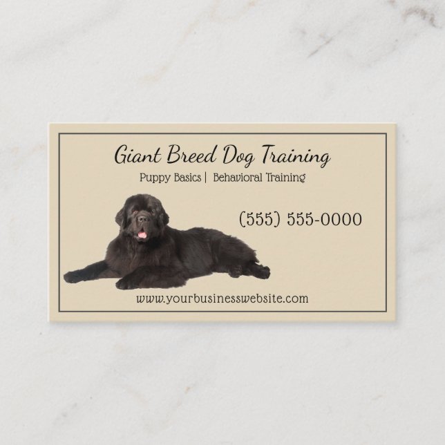 Klassisch Beige Black Riant Kanine Dog Training Pe Visitenkarte (Vorderseite)