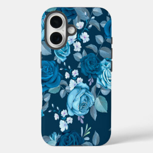 Klassisch Blau Blume iPhone 16 Hülle