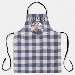Klassisch Blau Kariert Gingham Benutzerdefinierter Schürze