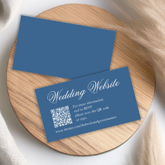 Klassisch Blau QR-Code Weiße Schrift Hochzeitswebs Begleitkarte