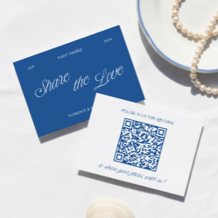 Klassisch Blau Share the Love QR-Code Hochzeitsfot Begleitkarte