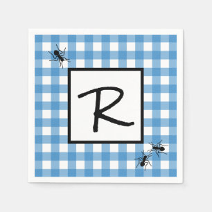 Klassisch Blau Weiß Gingham Ameisen BBQ Picknick Serviette