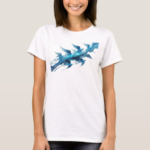 Klassisch blaue abstrakte Vogel Modekunst T-Shirt