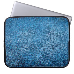 Klassisch blaue Lederhintergrundtextur Closeup.bl Laptopschutzhülle