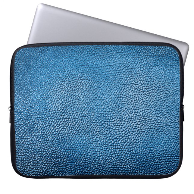 Klassisch blaue Lederhintergrundtextur Closeup.bl Laptopschutzhülle (Vorderseite)