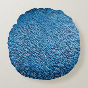 Klassisch blaue Lederhintergrundtextur Closeup.bl Rundes Kissen