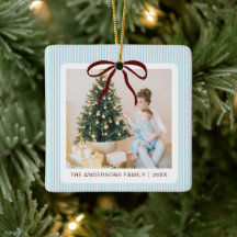 Klassisch blaue Streifen rote Schleife Weihnachten
