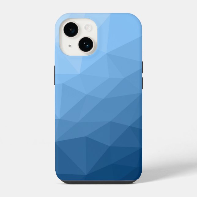 Klassisch blauer Gradient geometrisches Mesh-Muste iPhone 14 Hülle (Rückseite)