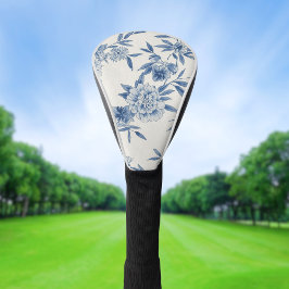Klassisch blaues florales Toile-Wasserfarbenmuster Golf Headcover