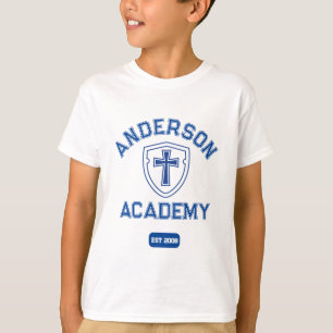 Klassisch Blaues Text Kreuz und Schild Homeschool T-Shirt