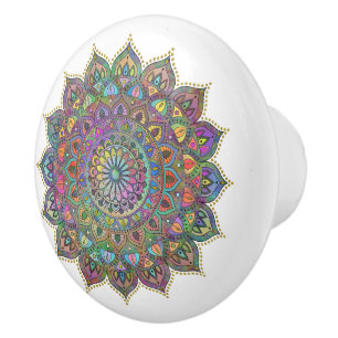 Klassisch buntes Mandala Indien Stil 1 Keramikknauf