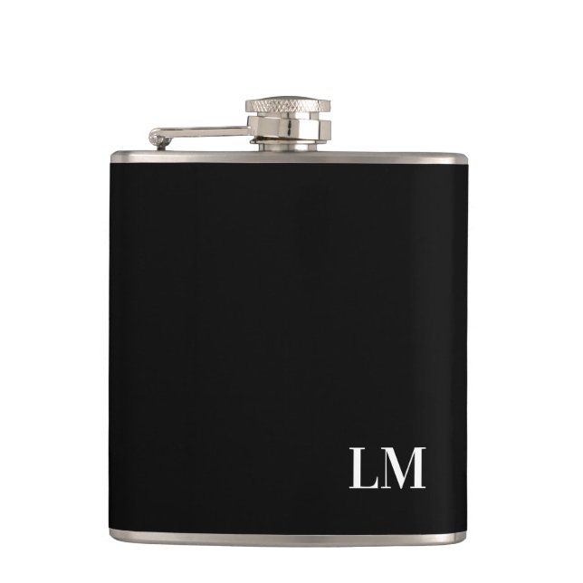 Klassisch Chic Elegante Hochzeitsmonogramm Flachmann (Vorderseite)