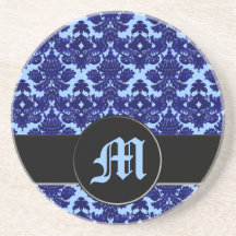 Klassisch Damast Blau (Monogramm)