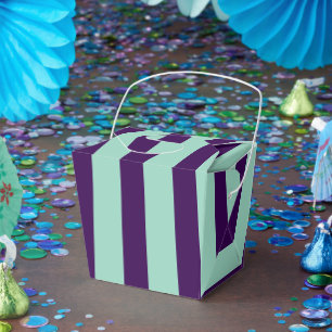 Klassisch Dunkelviolett und Hell Türkis Gestreifte Geschenkschachtel