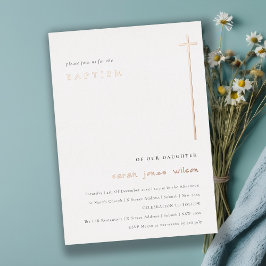 Klassisch einfache Elegant Minimal Typografie Tauf Folieneinladung