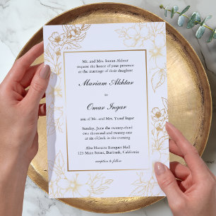 Klassisch Elegant Gold Blumenmuster Islamische Mus Einladung