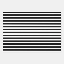 Klassisch elegant Moderne Schwarz-Weiß gestreift Geschenkpapier Set