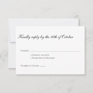 Klassisch Elegant Schwarz Weiß Hochzeit Minimalist RSVP Karte