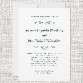 Klassisch Elegant Smaragdgrün Weiß Formelle Hochze Einladung