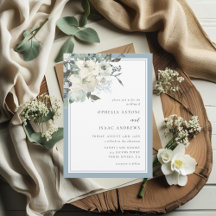 Klassisch Elegant Staubblau Elfenbein Florale Hoch