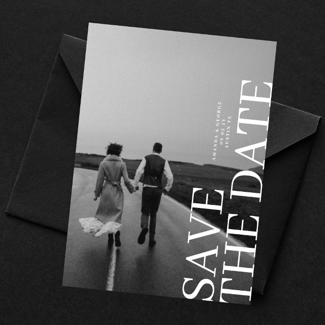 Klassisch elegante 2-Foto-Hochzeit Save The Date (Von Creator hochgeladen)