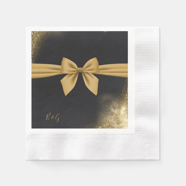 klassisch elegante filigrane schwarze goldene Hoch Serviette (Vorderseite)