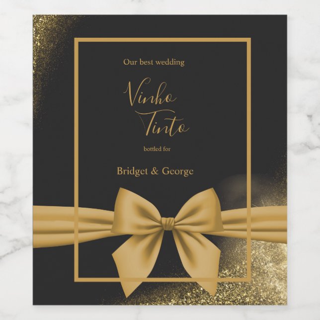 klassisch elegante filigrane schwarze goldene Hoch Weinetikett (Einzelnes Label)