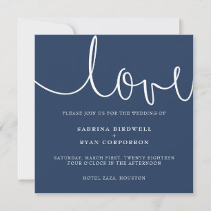 Klassisch elegante Hochzeitseinladung in Navy und  Einladung