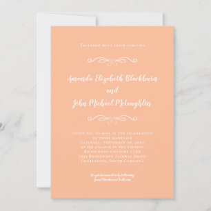 Klassisch Elegante Pfirsich Weiße Formelle Hochzei Einladung